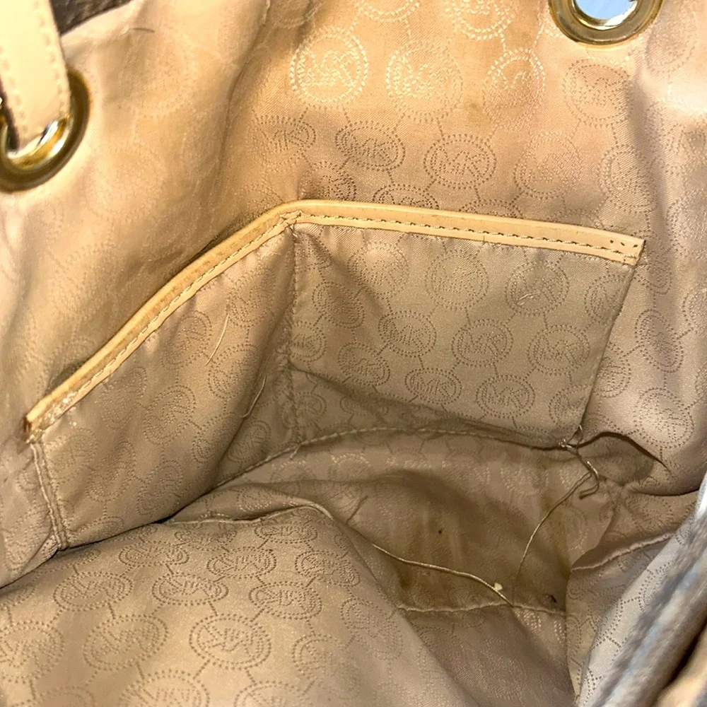 Michael Kors Jet Set Tote Brown Signature Monogram Handbag MK Logo Shoulder Bag - Picture 10 of 12